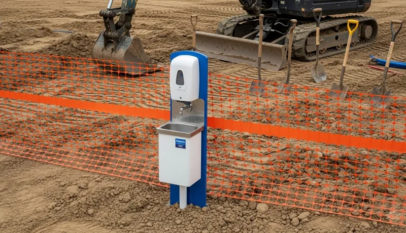 OSHA compliant hand wash station on job site